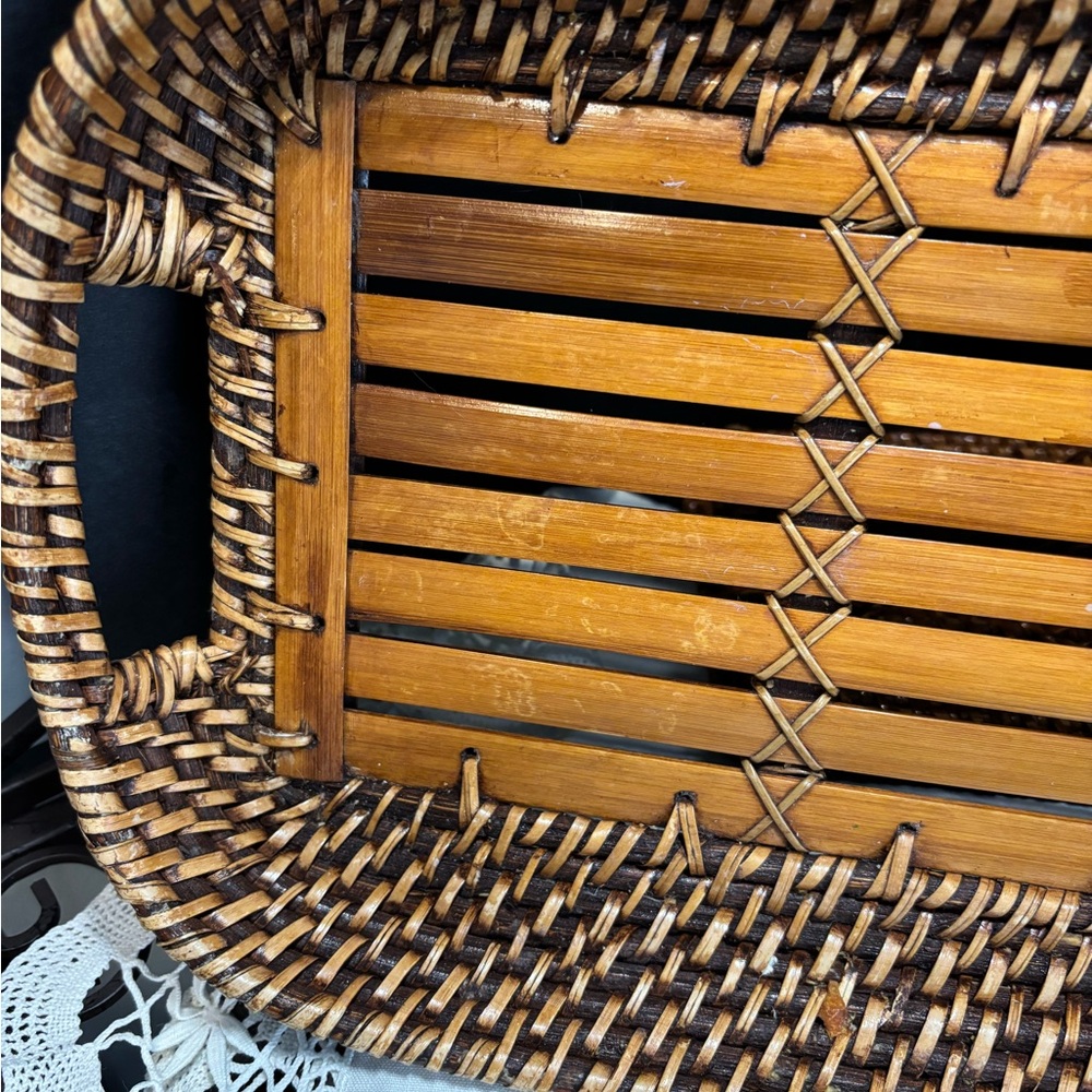 Woven Bamboo Serving Tray - Brown - Picture 3 of 7
